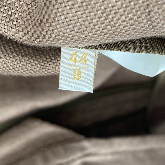 VALENTINO Blazer Womens 44 8 Linen Basketweave Ruffled One Button Brown Italy - Picture 8 of 14